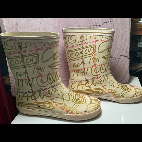 Coach Ursula Plaid Rain Boots - Picture 2 of 5